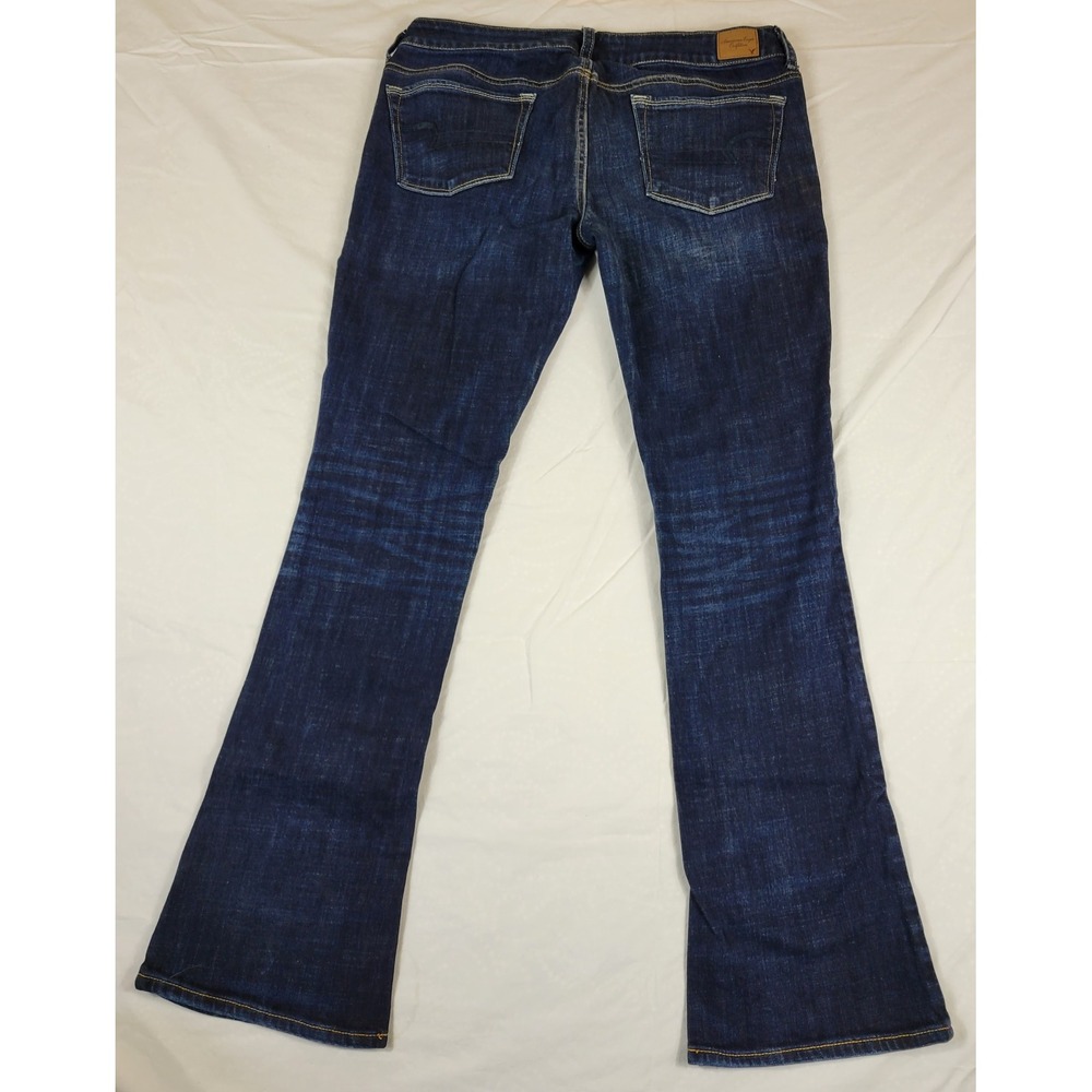 American Eagle Skinny Kick Jeans Womens 12 Reg Dark Wash Sequin Pocket Stretch - Picture 8 of 9